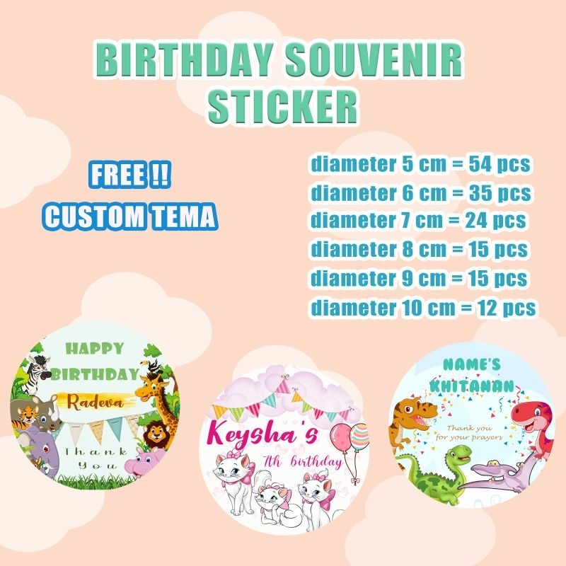 

sticker souvenir birthday / stiker ulang tahun / stiker souvenir / stiker souvenir birthday / stiker bulat souvenir / stiker bulat ulang tahun / souvenir sticker / birthday aqiqah khitanan