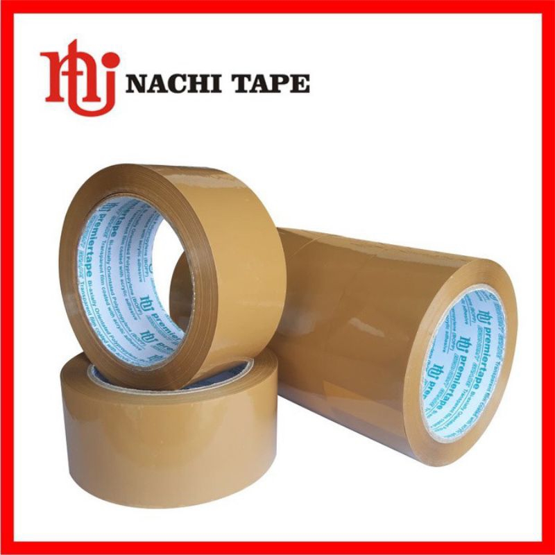 Lakban Nachi Premier 48mm 100 yard Coklat dan Bening