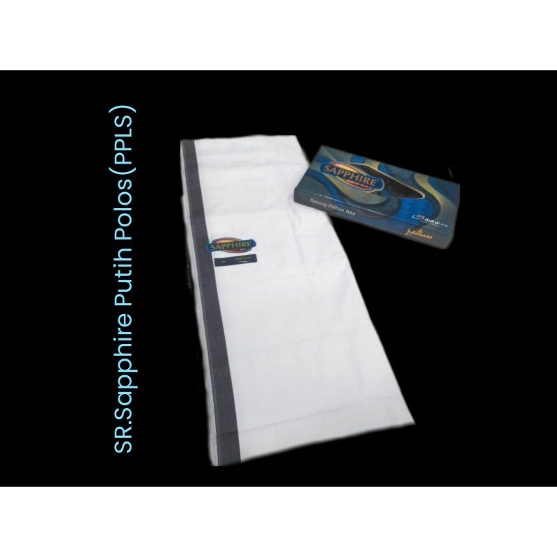 Sarung Sapphire Putih Polos (PPLS),sarung putih polos, sarung dewasa putih, sarung polos, sarung pol