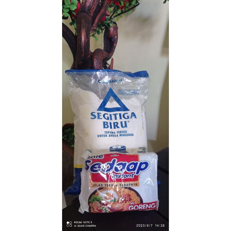 

Tepung terigu segitiga biru 1 kg free mie sedap goreng