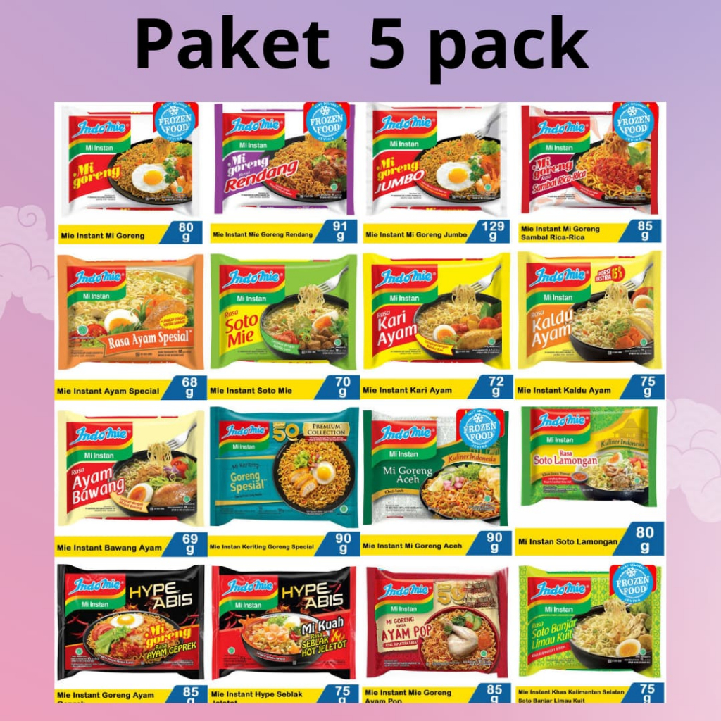 

5 BUNGKUS MIE INDOMIE & SEDAAP