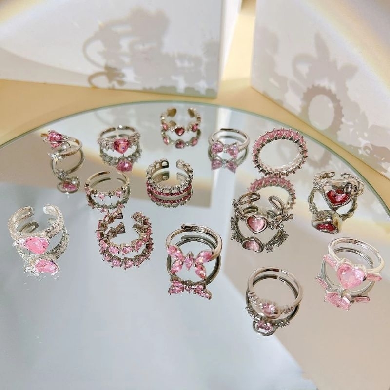 Pink Soul Crystal Ring | Cincin Kristal Vintage, Cincin Pria Wanita, Gaya Retro, Model Aesthetic Mur