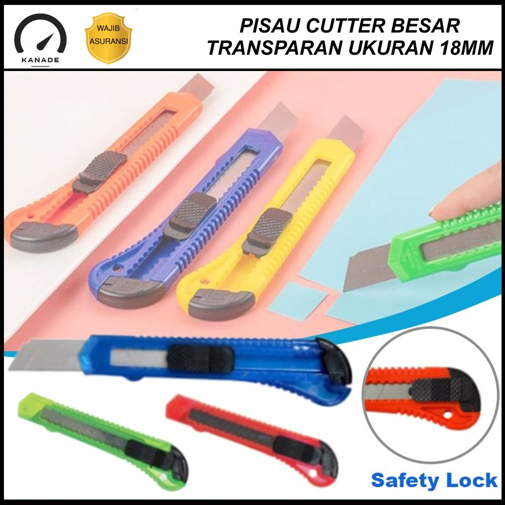 

Pisau Cutter Besar Transparan 18mm Alat Potong Kertas Super Tajam