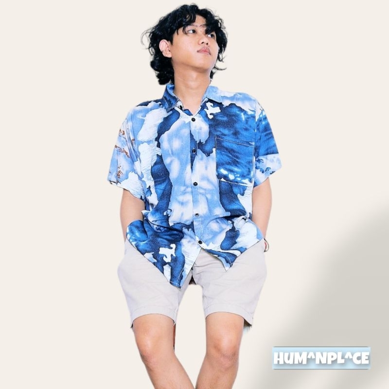 Humanplace Kemeja Hawaiian Shirt Unisex Abstrak Vintage