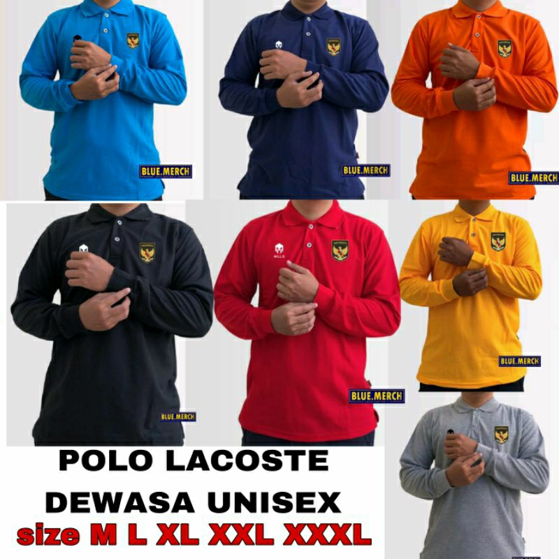 baju kaos supporter timnas Indonesia/kaos polo Timnas lengan panjang Lacoste