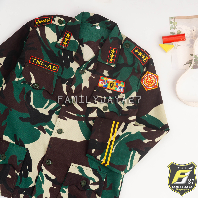 SATU SET LENGKAP  BAJU PROFESI ANAK LAKI LAKI DAN PEREMPUAN TNI ANGKATAN DARAT - BAJU ANAK TNI AD RE