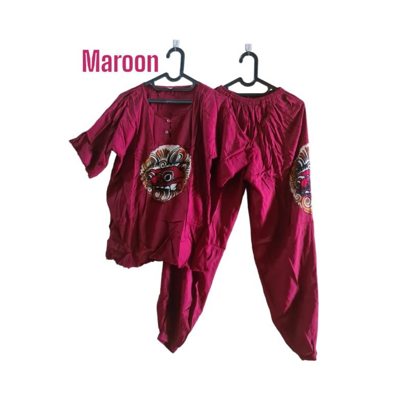 Baju Bali Satu set untuk Remaja sampai Dewasa, Baju Lengan Pendek + Celana Panjang., Baju Bali BerMo