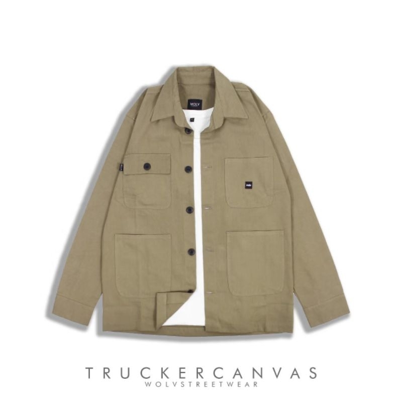 JAKET TRUCKER CANVAS ORIGINAL WOLV - CREAM