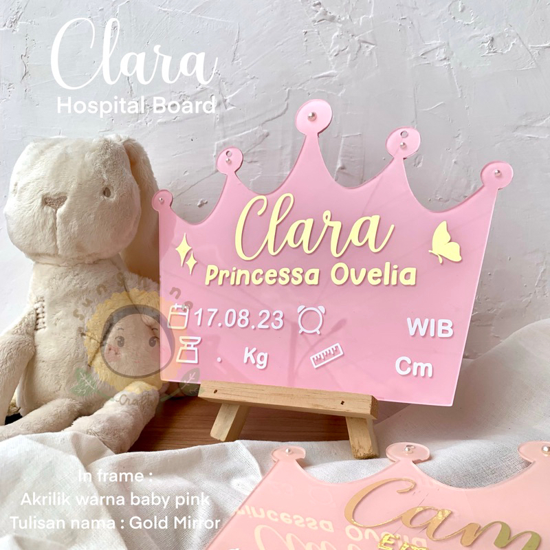 CLARA HOSPITAL BOARD | crown hospital board | baby sign board | hospital board akrilik