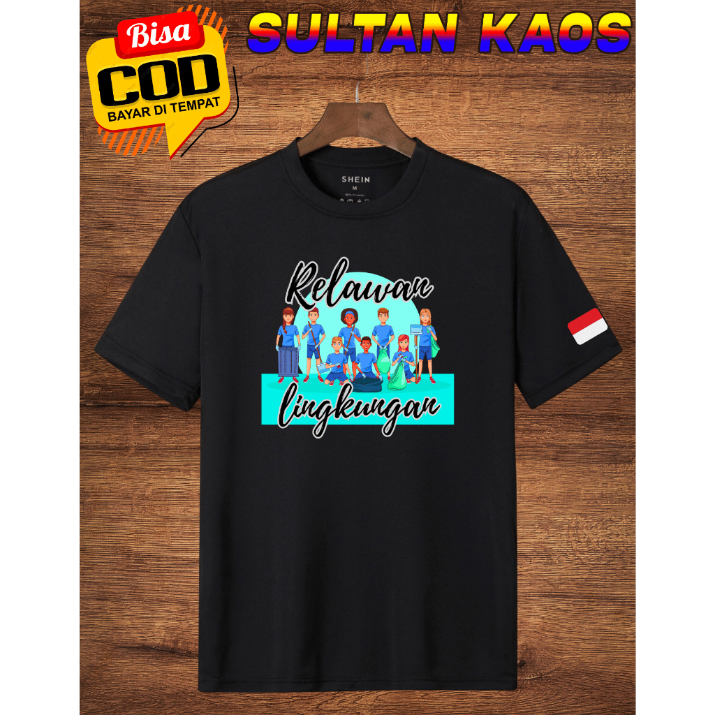 -Relawan Lingkungan Sultankaos89 T-shirt Kerja Bakti Indonesia /Kaos Unisex Relawan Lingkungan Penja