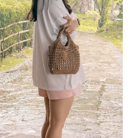 HANDMADE tas rajut CROCHET BISCUIT NET BAG