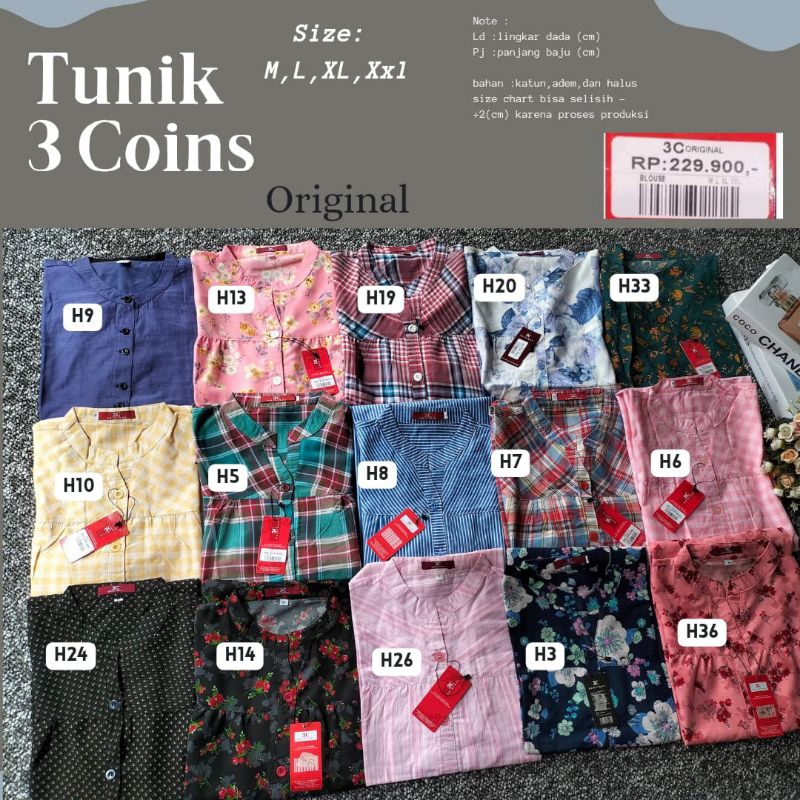 Tunik Wanita Dewasa Lengan Panjang Tunik Wanita Motif Bunga 3Coins