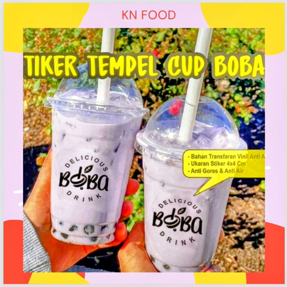 

Stiker label transparan cup minuman es Boba drink 72 pcs stiker es Boba drink 72pcs Stiker Label Cup Es Boba drink