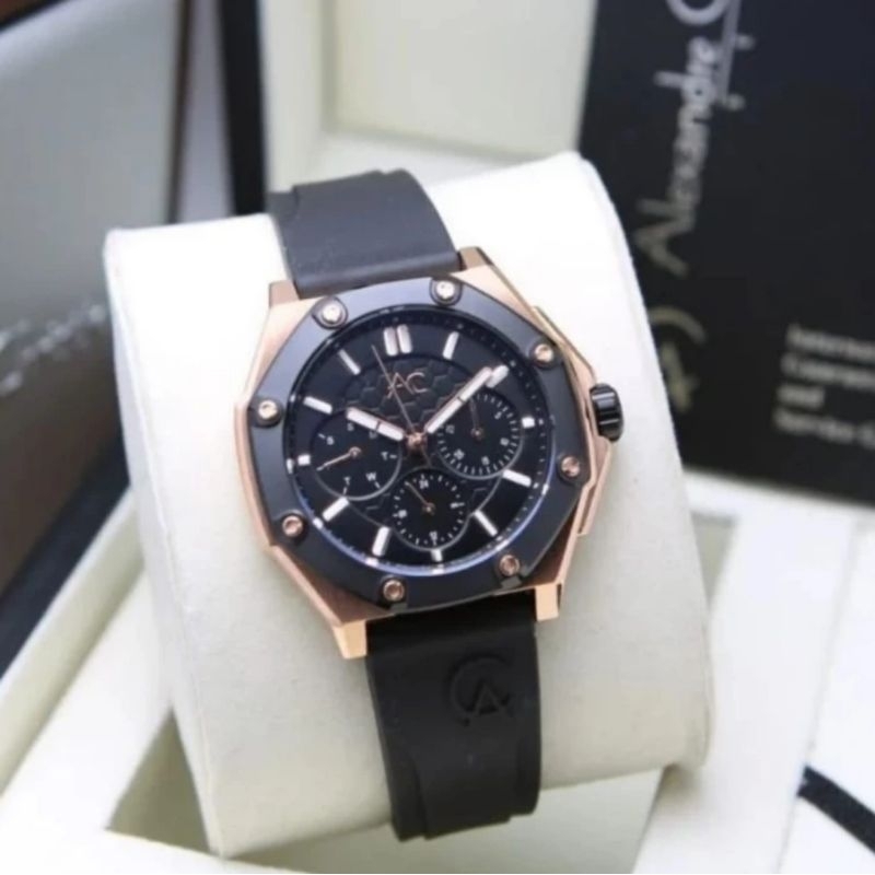 jam tangan wanita original ALEXANDRE CHRISTIE AC9601BF RUBBER STRAP