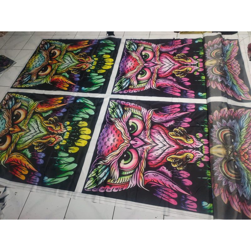 kain / sampul layangan celepuk print digital murah 1m , 1,2m dan 1,5m