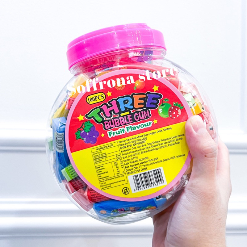 

PERMEN KARET bubble gum CLJ rasa aneka buah 1 toples isi 100 pcs ready stock makassar