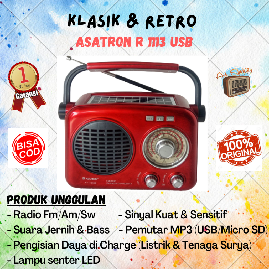 RADIO FM ASATRON R-1113 USB SUARA BASS DAN JERNIH / SINYAL KUAT