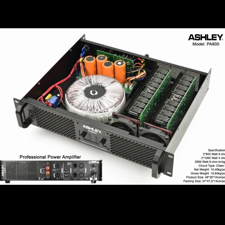 power amplifier ashley pa800 pa 800 4CH original