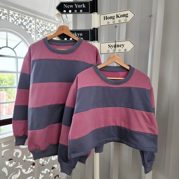 POP BLASTER SWEATER STRIP CROP / SWEATER BASIC WANITA