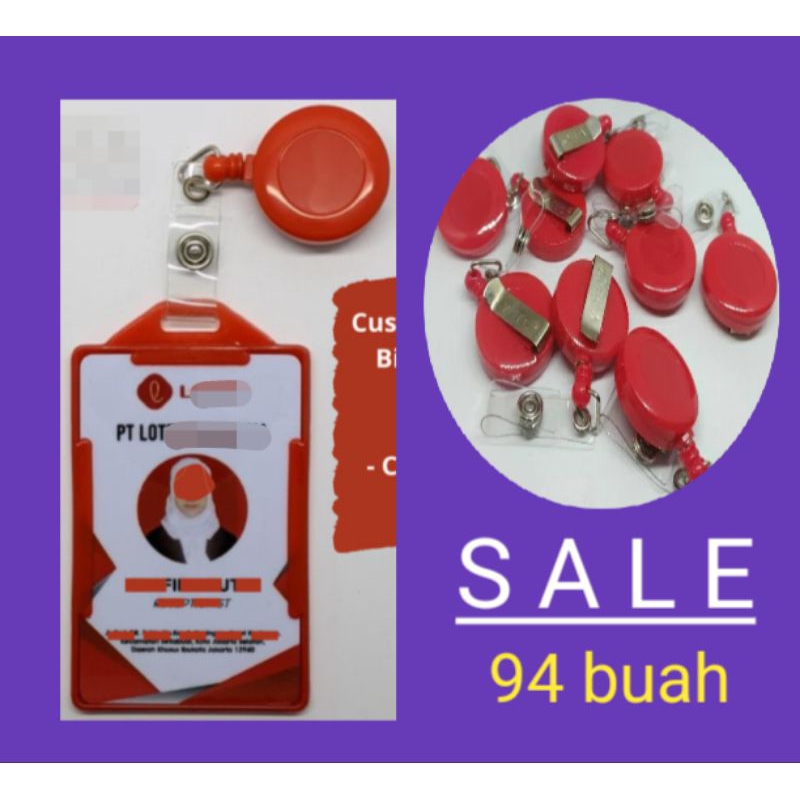 GROSIR SALE 94 BUAH GANTUNGAN PENJEPIT NAMA NAME TAG YOYO BULAT KOCEK SAKU TALI TARIK COMBO RETRACTA