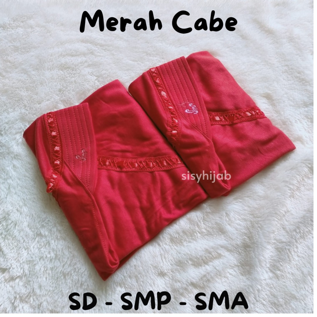 Jilbab Serut Sekolah Anak Jilbab Sekolah Merah Cabe Pita PAUD TK SD SMP SMA By Sisyhijab