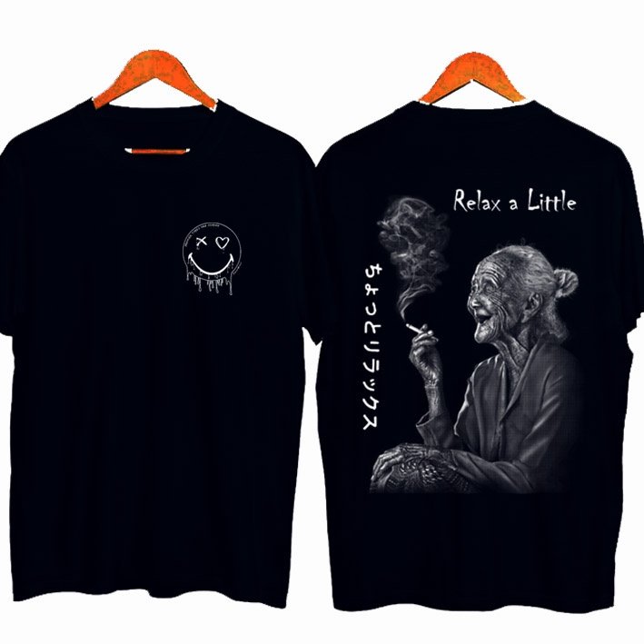 KAOS EMO NENEK/BAJU MURAH/ATASAN SABLON DEPAN BELAKANG/BAJU DISTRO COWOK