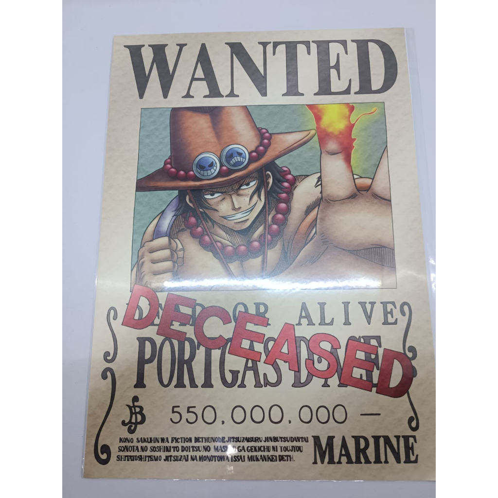 One Piece Wanted Poster Portgas D Ace Original Mugiwara Store Japan