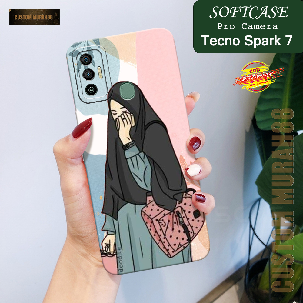 Case Tecno Spark 7 Terbaru - Fashion Case HIJAB - Casing Hp Tecno Spark 7 - Softcase Pro Camera Tecn