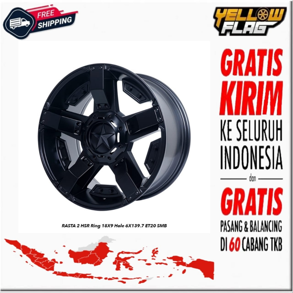 Velg Mobil Offroad Ring 18 HSR RASTA 2 Lebar 9 Baut 6 Fortuner Pajero Strada Everest