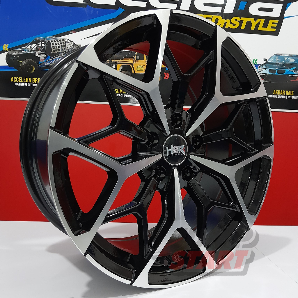 Velg mobil racing hsr ring18 myth-01 lubang 5x114,3 hitam polish lebar 8 pelek mobil r18 hsr wheel