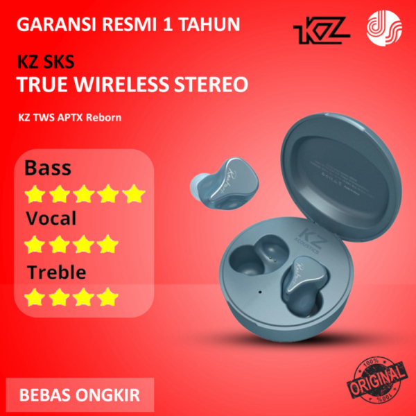 Unik Knowledge Zenith TWS KZ SKS APTX Bluetooth 5.2 with Mic - Hitam Diskon