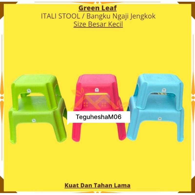 Green Leaf Bangku Meja Ngaji Plastik Besar Kecil Bangku Kursi Jongkok Plastik Italy / Jengkok Murah 