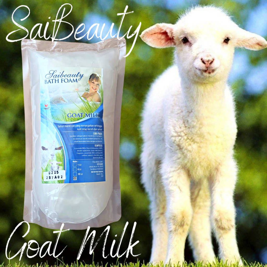 Sabun Mandi Cair GOAT MILK BATH FOAM BODY WASH Busa Mandi SAIBEAUTY Refil 1Liter BPOM