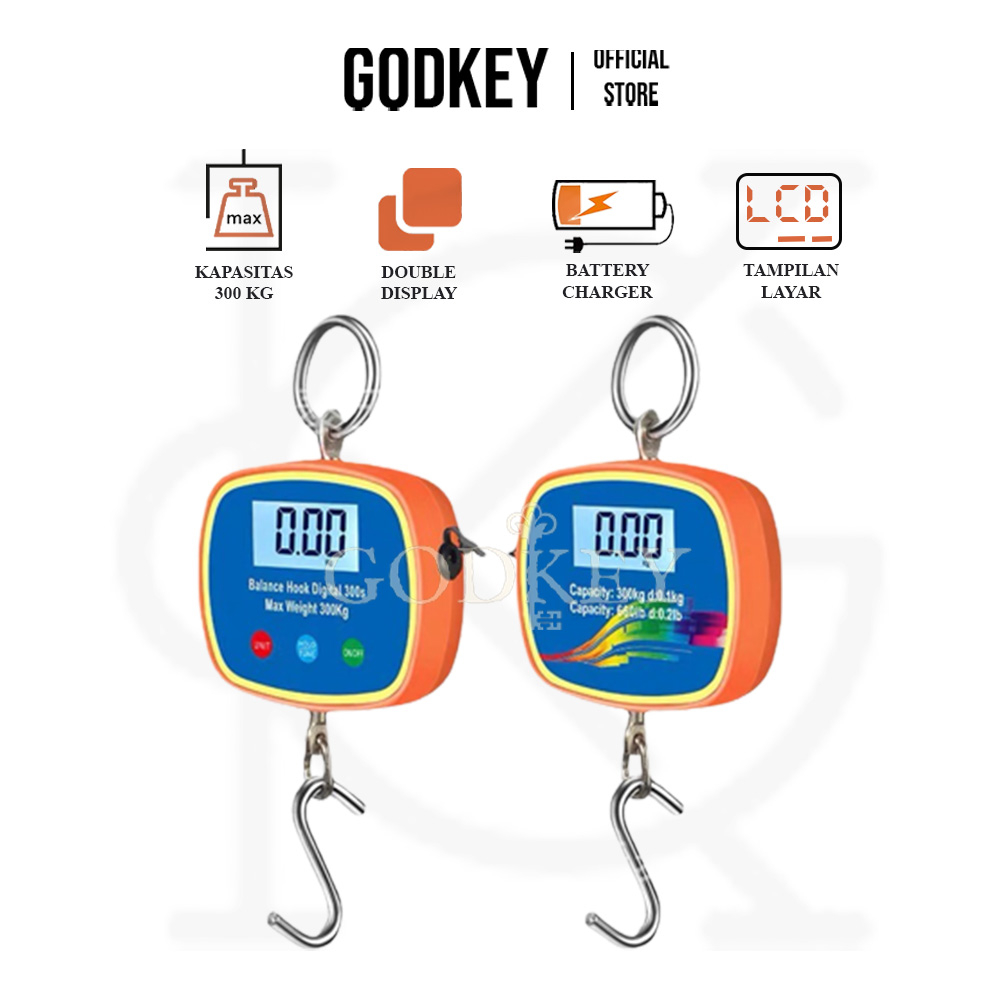 OCS L1-300Kg Timbangan Gantung 300kg / 100gram Digital LED Double Display Besi Hanging Scale Crane S