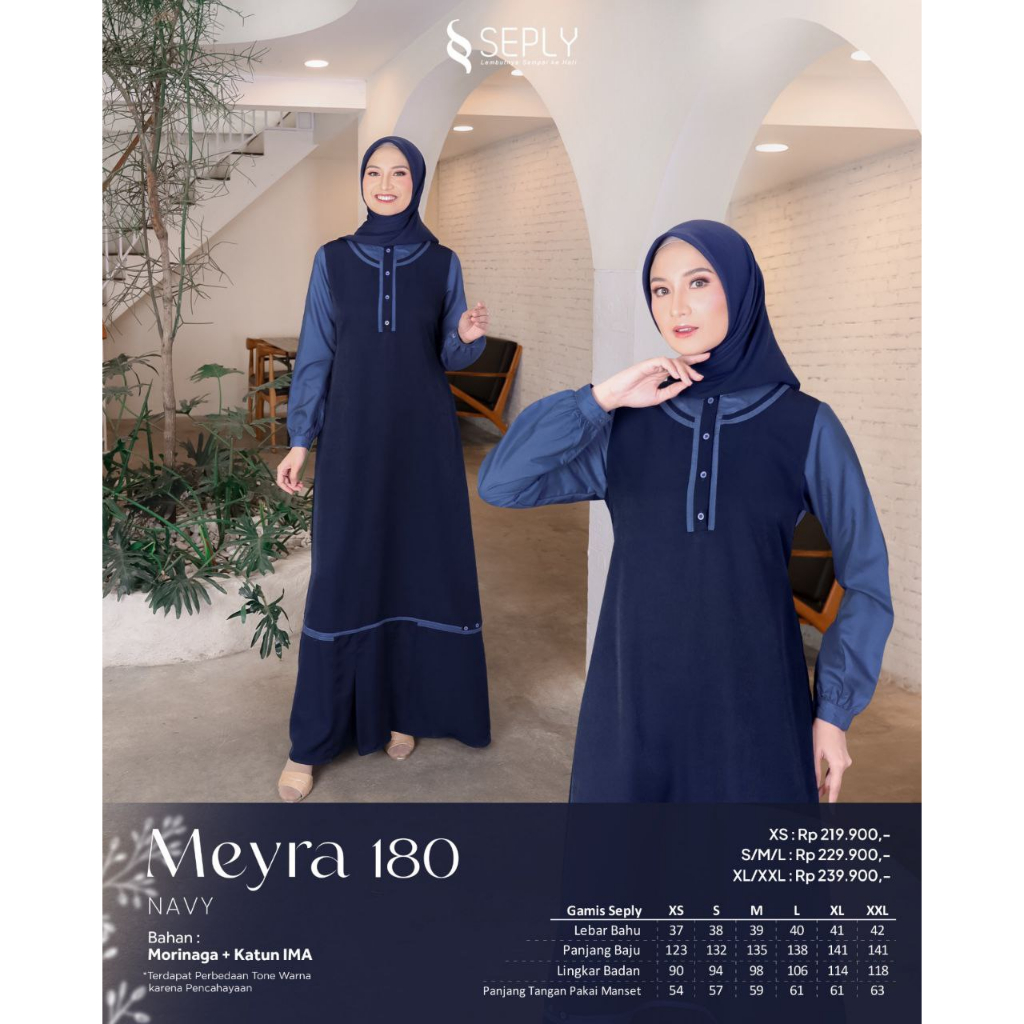ES - (COD) SEPLY MEYRA 180 Navy M - Dress Muslimah - Gamis Katun Terbaru SEPLY