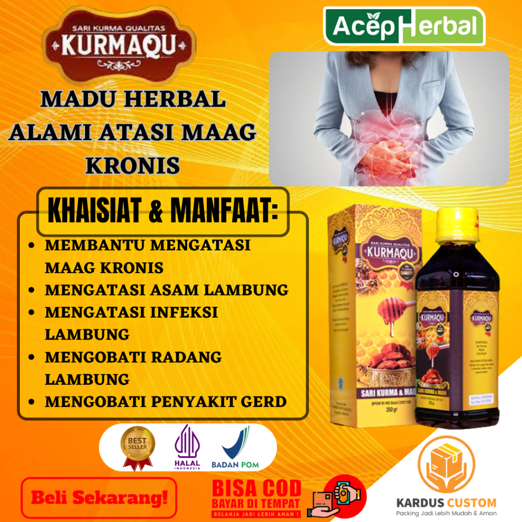 

Madu Herbal Atasi Maag Kronis Mengatasi Asam Lambung, Infeksi Lambung, Radang Lambung Mengobati Penyakit Gerd Dengan KURMAQU SARI KURMA