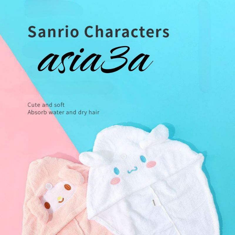 Handuk kepala Sanrio rambut dewasa handuk keramas karakter topi kepala mandi handuk kepala pengering