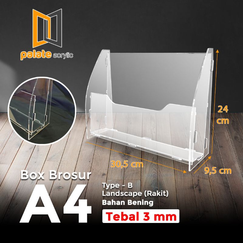 

Akrilik Tempat Brosur Fancy A4 Landscape - 3MM / Acrylic Rak Brosur Rakit