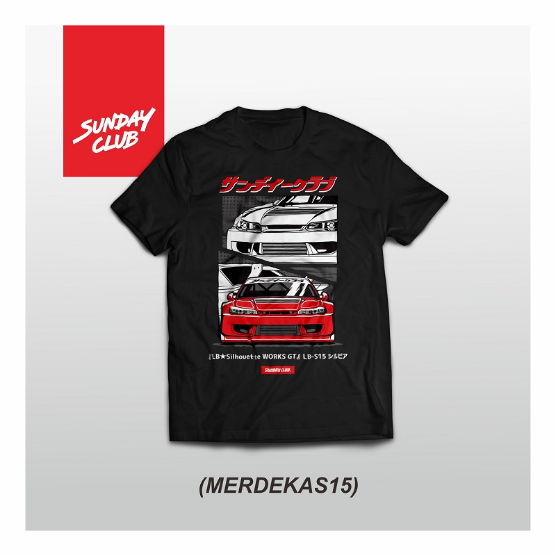 Sunday Club - Kaos Merah Putih Nissan Silvia S15 LBWK Hot Wheels Red