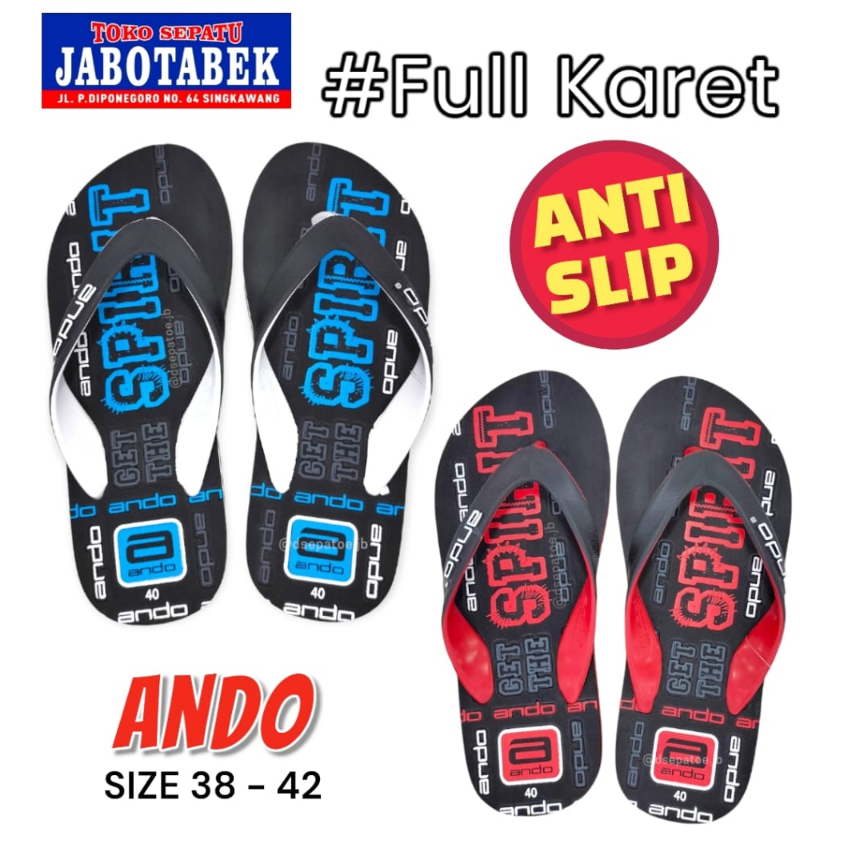 [COD] sandal jepit karet santai ANDO size 38 39 40 41 42 / Sendal jepit kasual cowok cewek indoor ou
