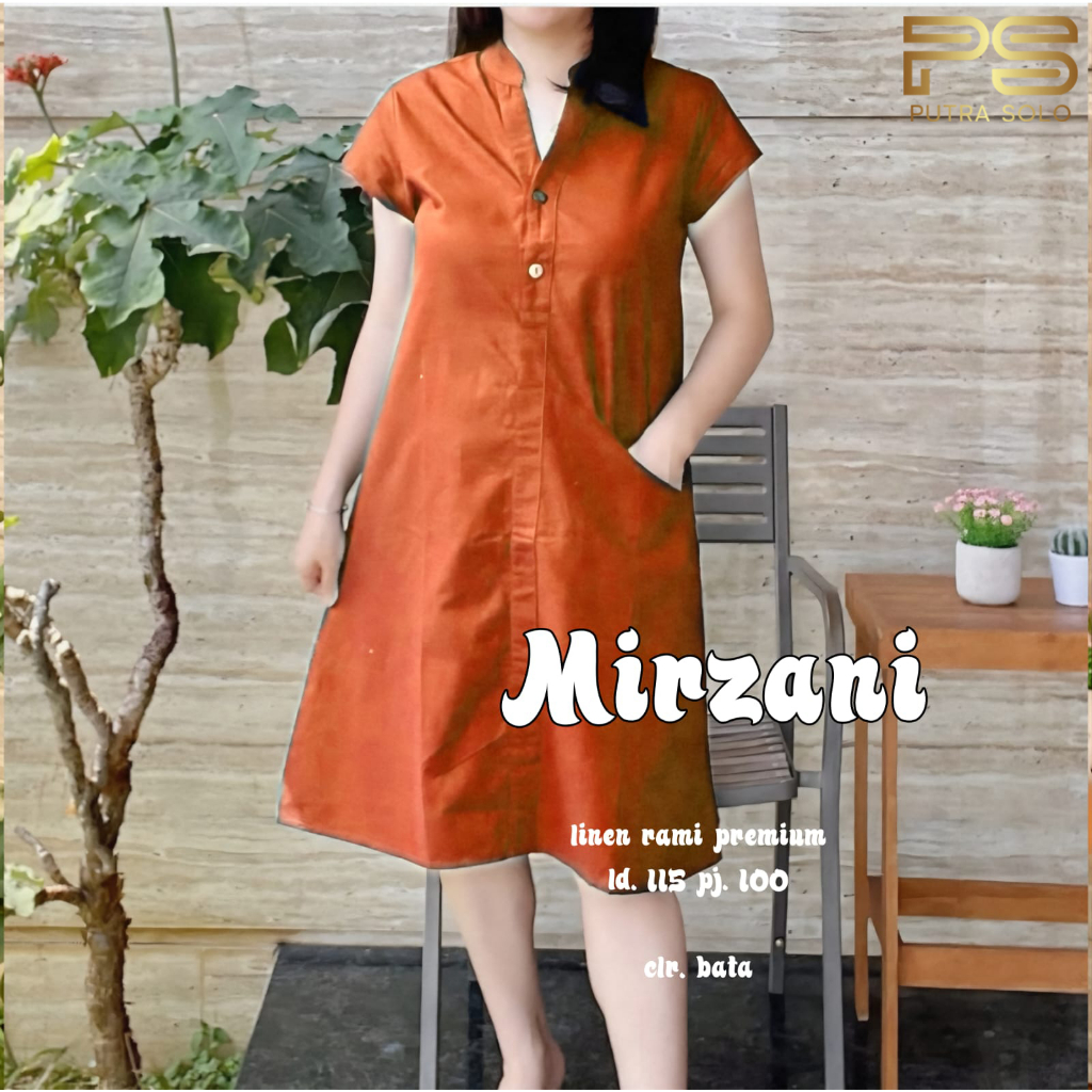 Mirzani Tunik Baju Atasan Wanita Linen Rami Premium LD 115 By Putra Solo