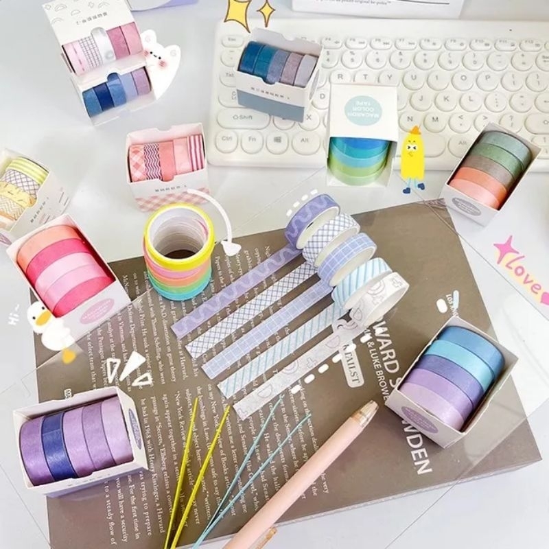 

MS | 5Pcs Washi tape / washi tape set / washi masking tape / isolasi warna