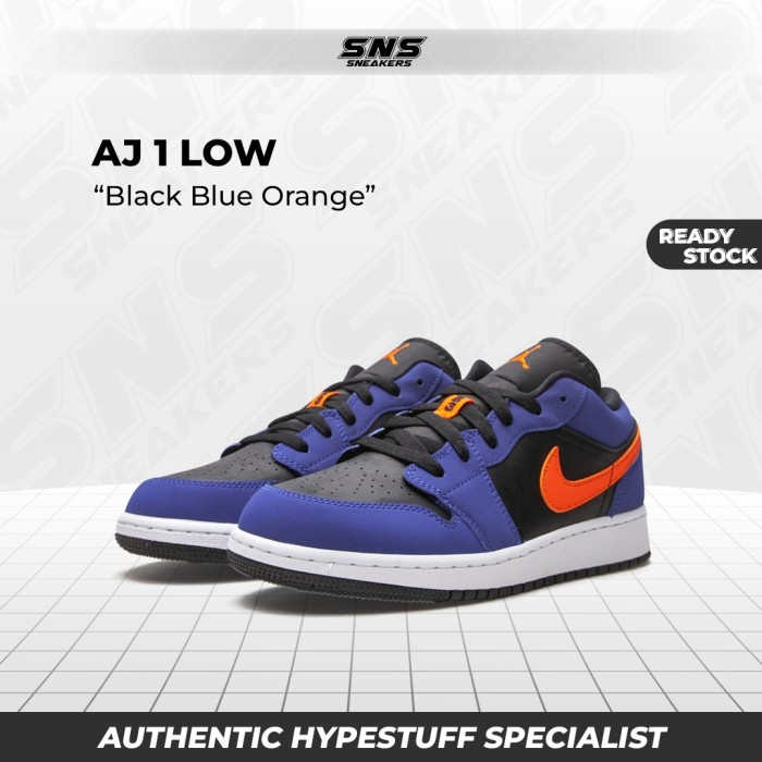 Nike Air Jordan 1 Low Black Blue Orange 100% GS Original Authentic