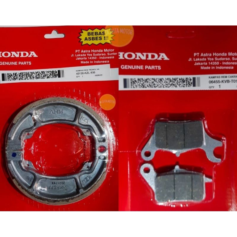 Paket Kampas rem Depan Belakang Beat,Vario,Scoopy AHM