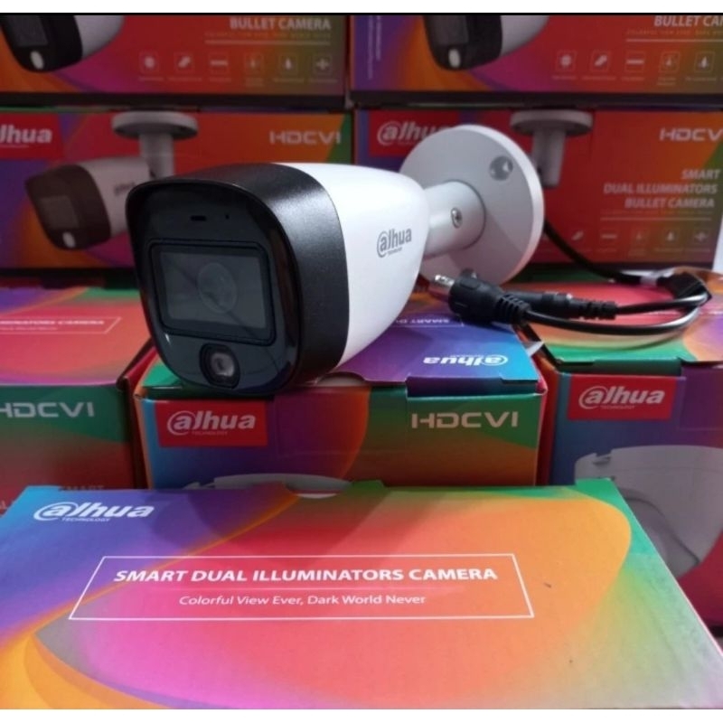 KAMERA CCTV DAHUA INDOOR OUTDOOR 2MP COLORVU BUILT MIC AUDIO FULL COLOR