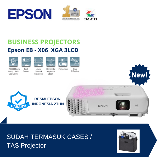 Epson EB-X06 XGA 3LCD Projector - EBX06 - EBX-06 NEW pendamping EBX500 EB-X500