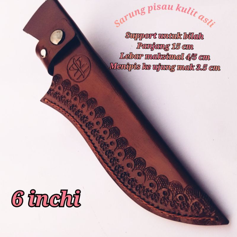 sarung pisau kulit asli impor 6 inch 15 cm sarung pisau impor