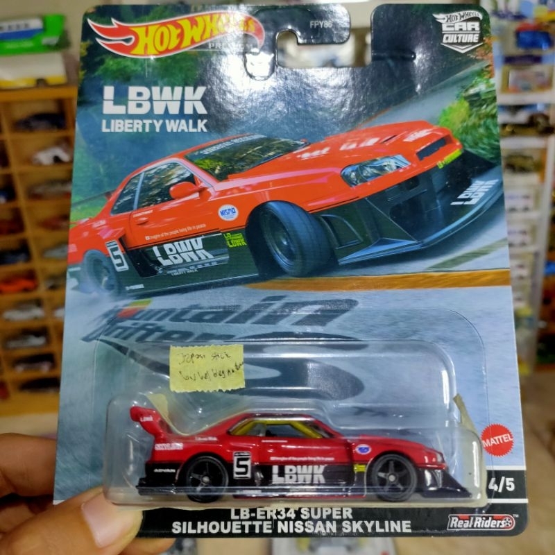 hotwheels nissan skyline er 34 lbwk merah premium mountain drifter japan sticker