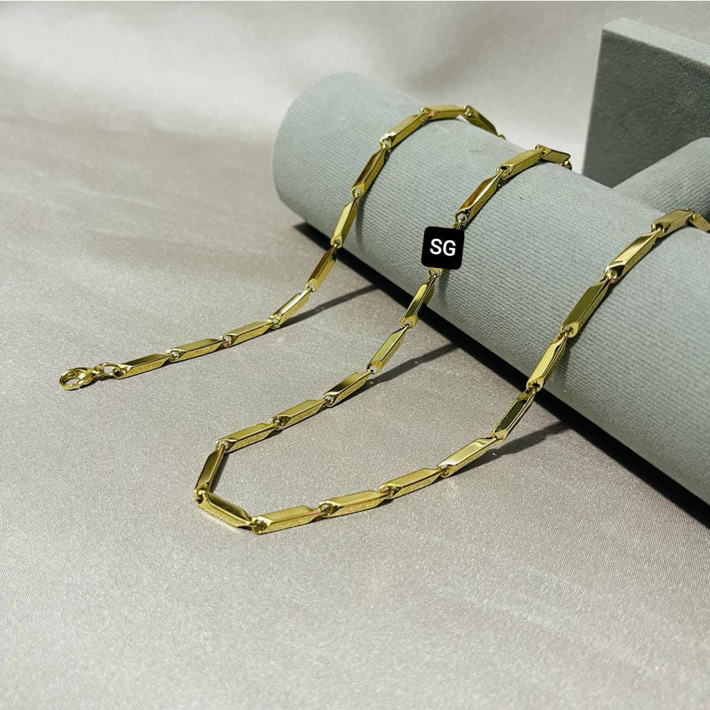 KALUNG TITANIUM PRIA WANITA MODEL PADI SILVER/EMAS/HITAM