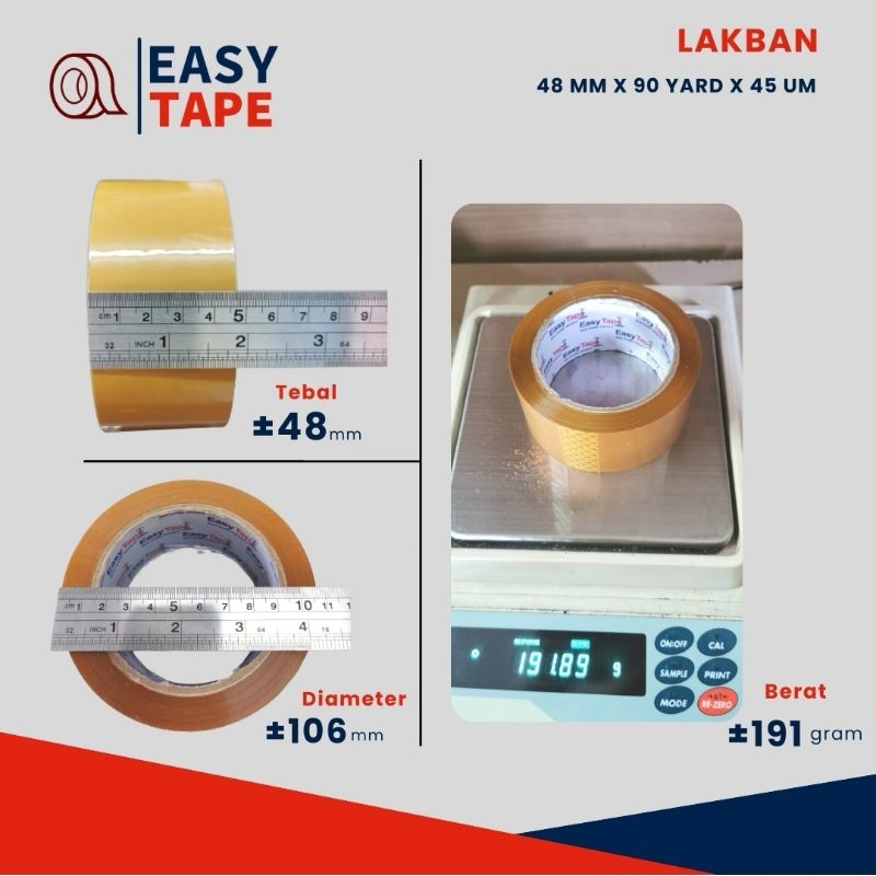 

Lakban Coklat 48 mm 90 yard 6 pcs (1 slop) Easy Tape